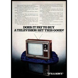 1974 Sony Trinitron KV-1920 Color TV Vintage Print Ad Television Set Wall Art